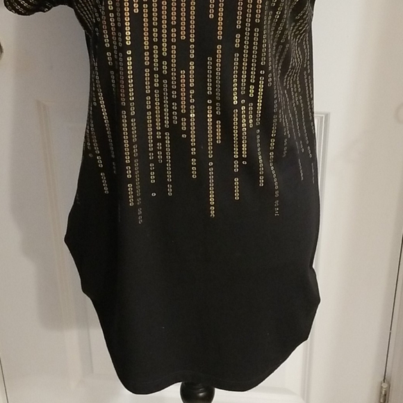 Dots Black and Gold Cold Shoulder Top - Picture 2 of 5